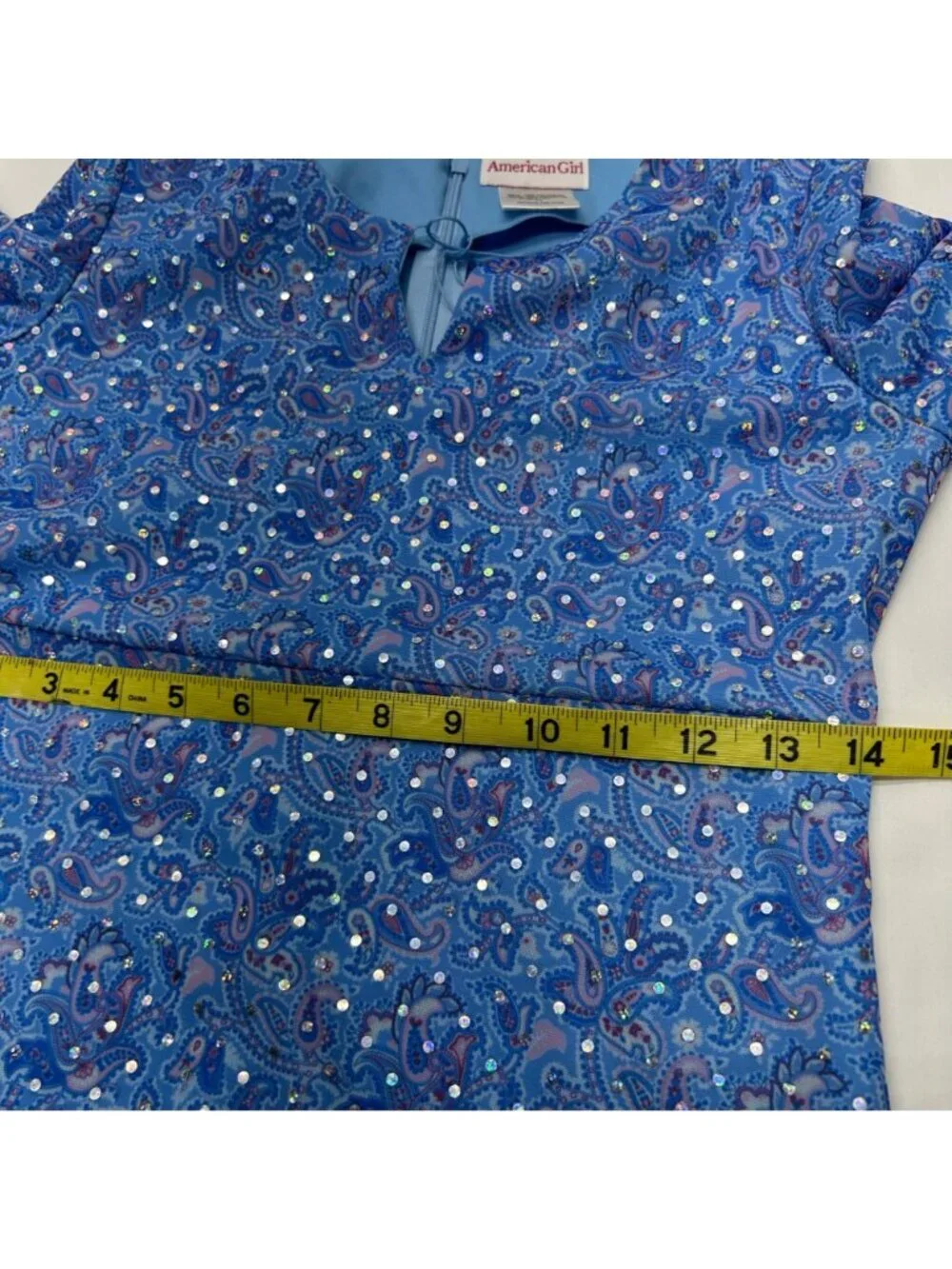 AMERICAN GIRL Girls Blue Paisley Dress 14